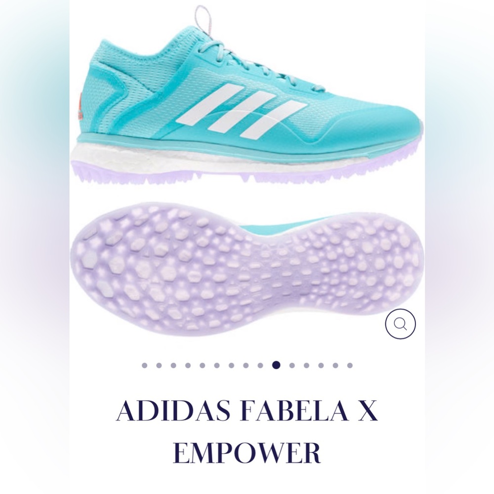 BRAND NEW, NEVER WORN, Adidas FABELA X EMPOWER turf shoe Size 8 in Light Blue